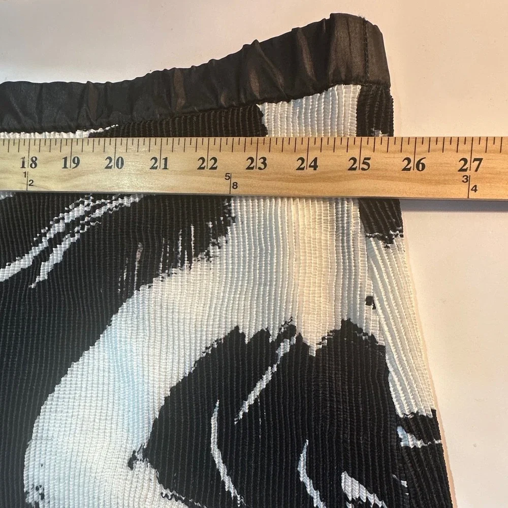 Ming Wang Black White Abstract Brushstroke Pleated Knit Pencil Skirt Plus 3X NWT